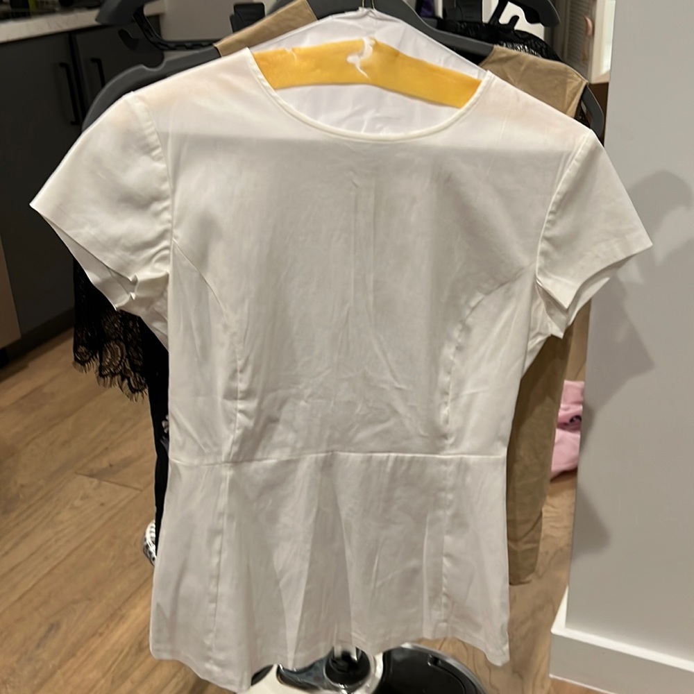 Theory white cotton sip blouse